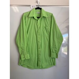 Daniel Ellissa Mens Lime Green Button Down Dress Shirt 15.5 32-33 Long Sleeve